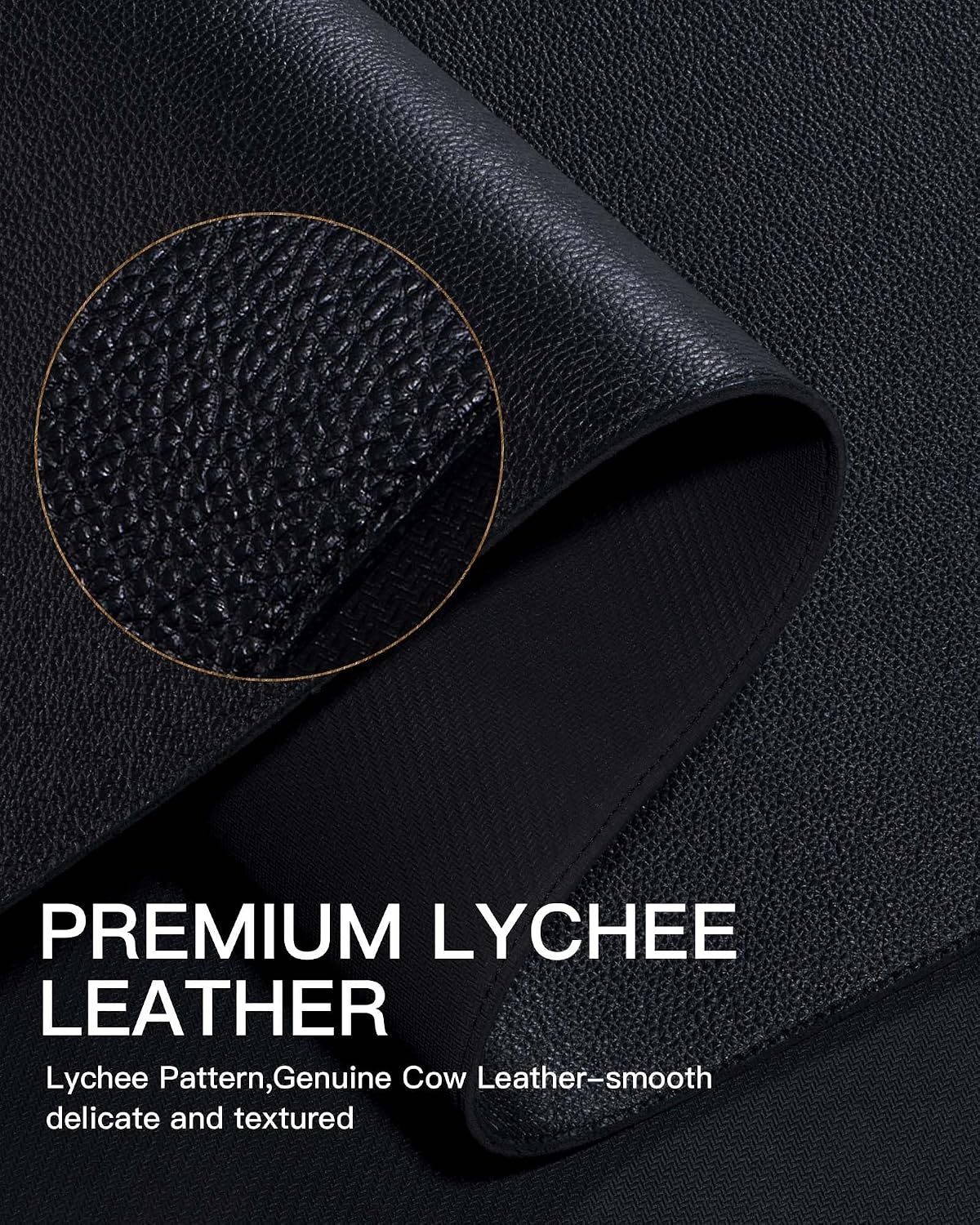 image:imageYSAGi Genuine Leather Desk Mat 354X17 Office Desk Pad Thick Premium Table Pad with Stitched Line NonSlip Laptop Writing Pad with Rubber Base Dark Brown 354x17Black