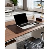 YSAGi Genuine Leather Desk Mat, 35.4″X17″ Office Desk Pad, Thick Premium Table Pad with Stitched Line, Non-Slip Laptop Writing Pad with Rubber Base (Dark Brown, 35.4″x17″)(Dark Brown)