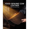 YSAGi Genuine Leather Desk Mat, 35.4″X17″ Office Desk Pad, Thick Premium Table Pad with Stitched Line, Non-Slip Laptop Writing Pad with Rubber Base (Dark Brown, 35.4″x17″)(Dark Brown)