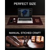 YSAGi Genuine Leather Desk Mat, 35.4″X17″ Office Desk Pad, Thick Premium Table Pad with Stitched Line, Non-Slip Laptop Writing Pad with Rubber Base (Dark Brown, 35.4″x17″)(Red Brown)