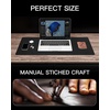 YSAGi Genuine Leather Desk Mat, 35.4″X17″ Office Desk Pad, Thick Premium Table Pad with Stitched Line, Non-Slip Laptop Writing Pad with Rubber Base (Dark Brown, 35.4″x17″)(Black)
