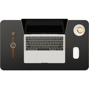 YSAGi Genuine Leather Desk Mat, 35.4″X17″ Office Desk Pad, Thick Premium Table Pad with Stitched Line, Non-Slip Laptop Writing Pad with Rubber Base (Dark Brown, 35.4″x17″)(Black)