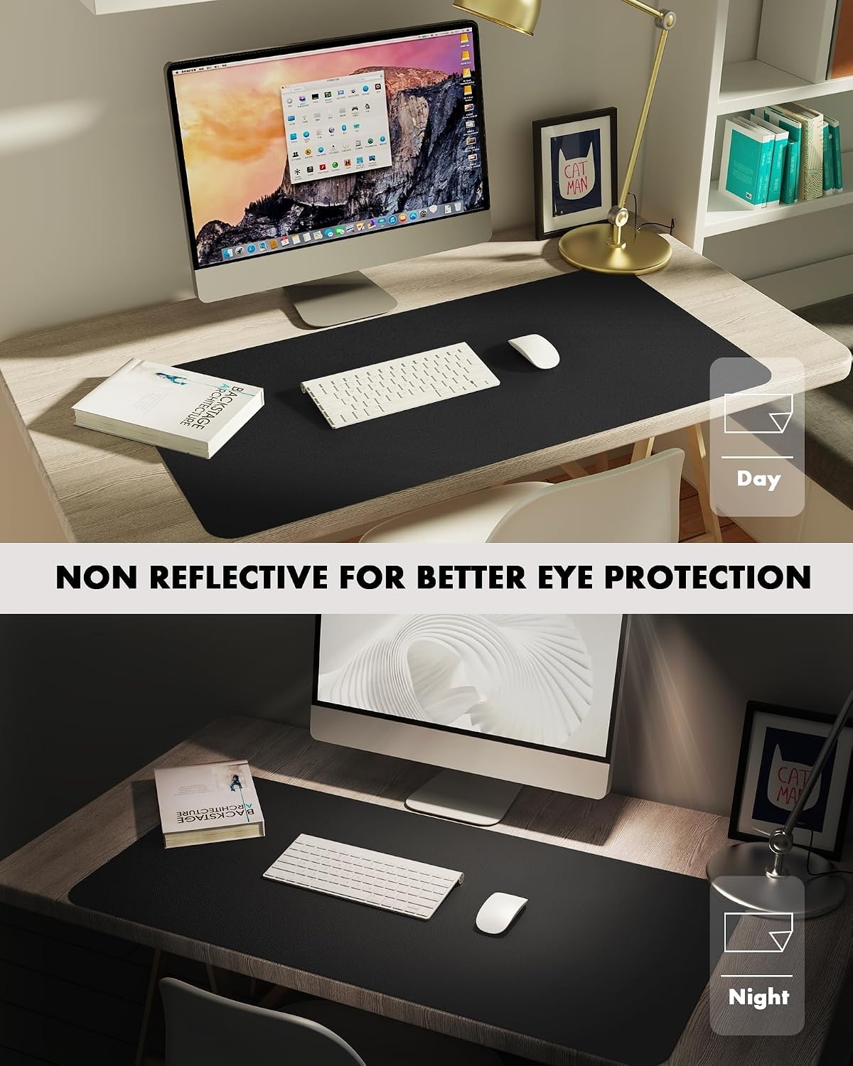 image:imageYSAGi DoubleSided Cork PU Leather Waterproof Desk Pad Protector for OfficeBlackcork