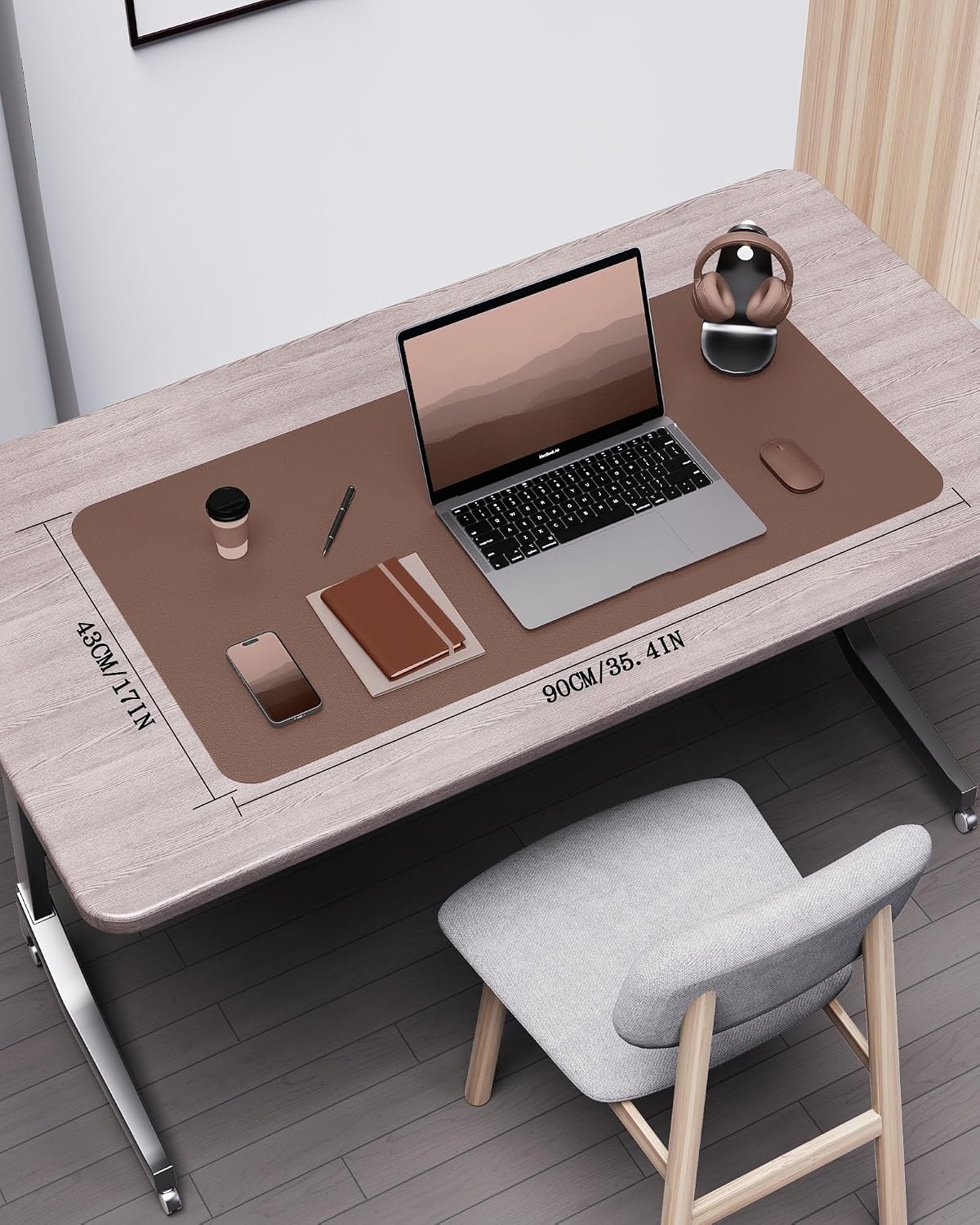 image:imageYSAGi DoubleSided Cork PU Leather Waterproof Desk Pad Protector for OfficeChocolate