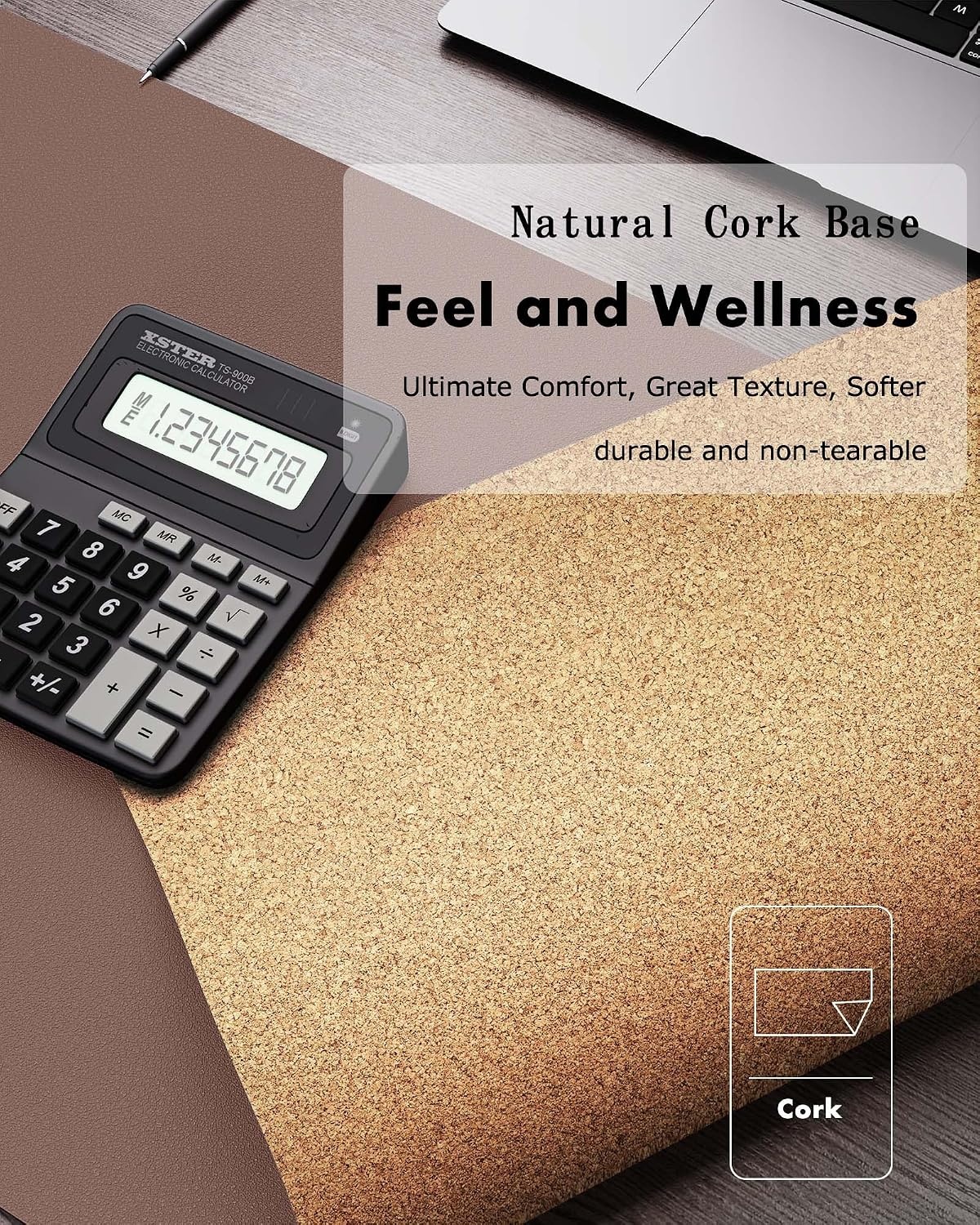 image:imageYSAGi DoubleSided Cork PU Leather Waterproof Desk Pad Protector for OfficeChocolate