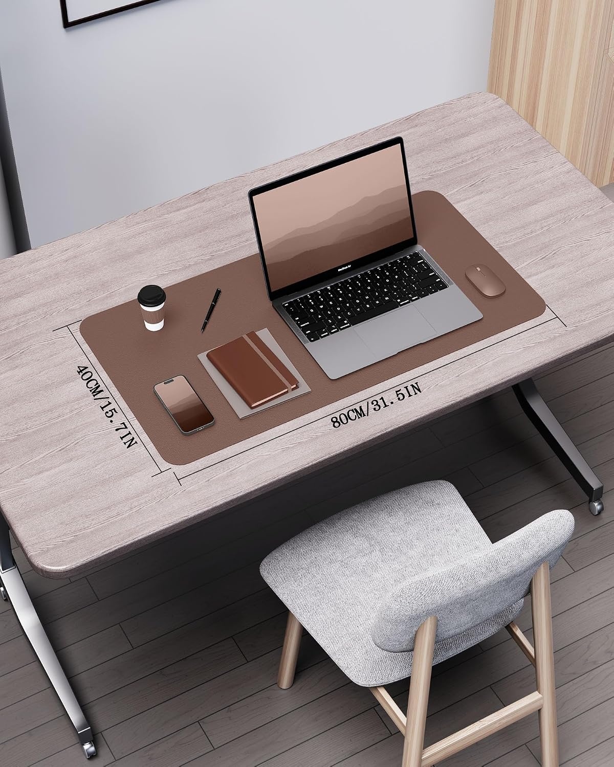 image:imageYSAGi DoubleSided Cork PU Leather Waterproof Desk Pad Protector for OfficeChocolate
