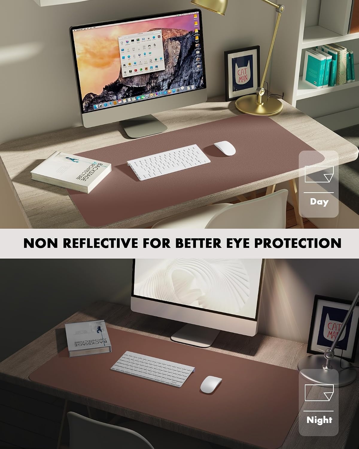 image:imageYSAGi DoubleSided Cork PU Leather Waterproof Desk Pad Protector for OfficeChocolate