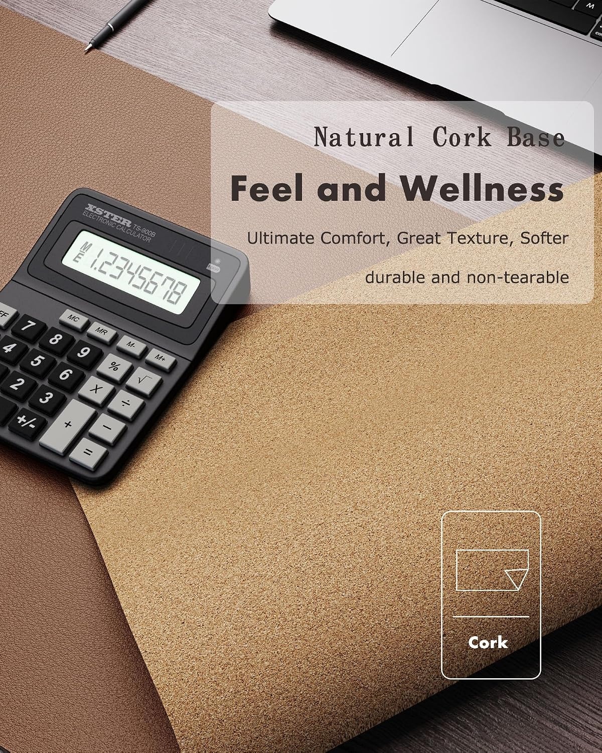 image:imageYSAGi DoubleSided Cork PU Leather Waterproof Desk Pad Protector for OfficeCoffeecork