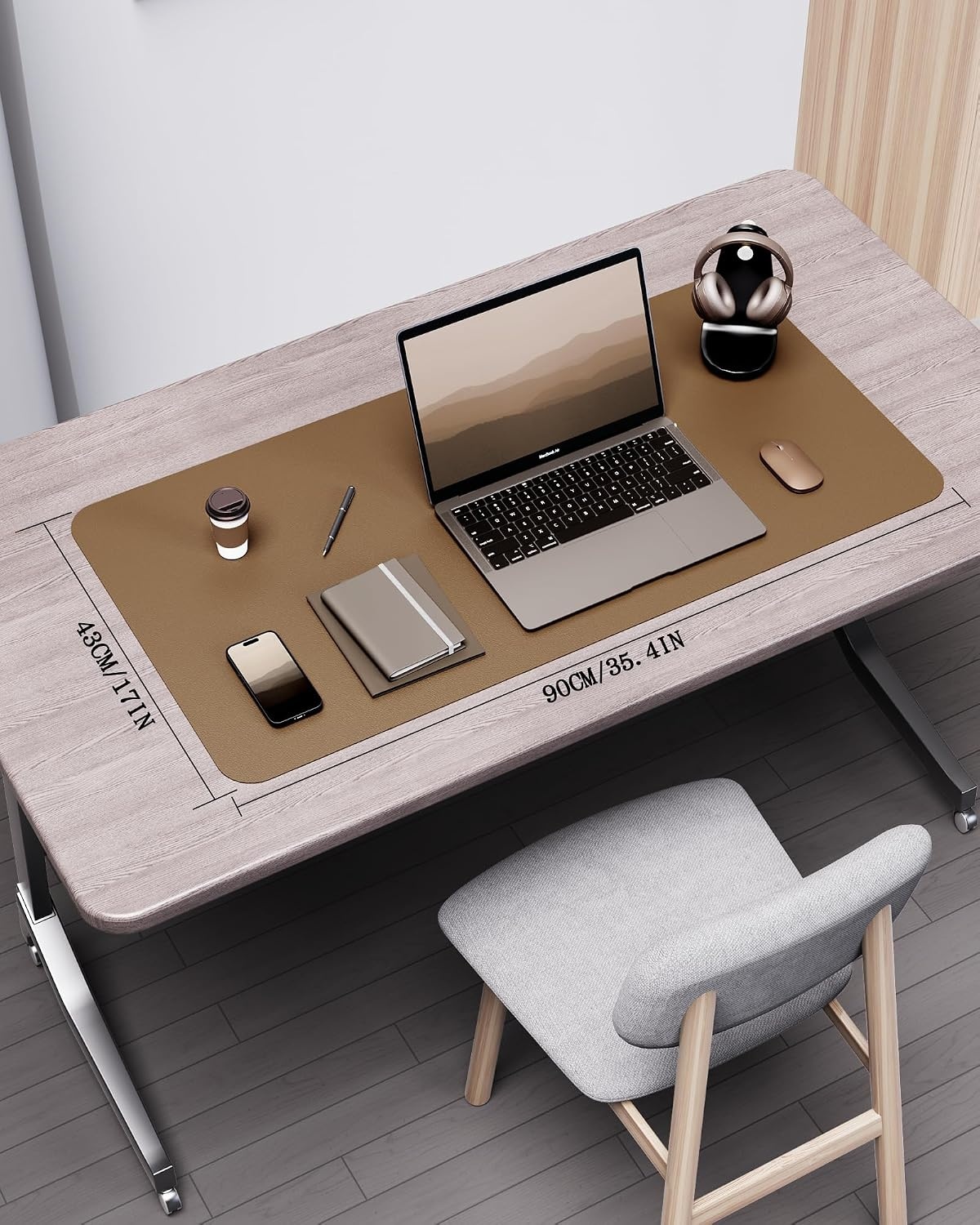 image:imageYSAGi DoubleSided Cork PU Leather Waterproof Desk Pad Protector for OfficeKhakicork