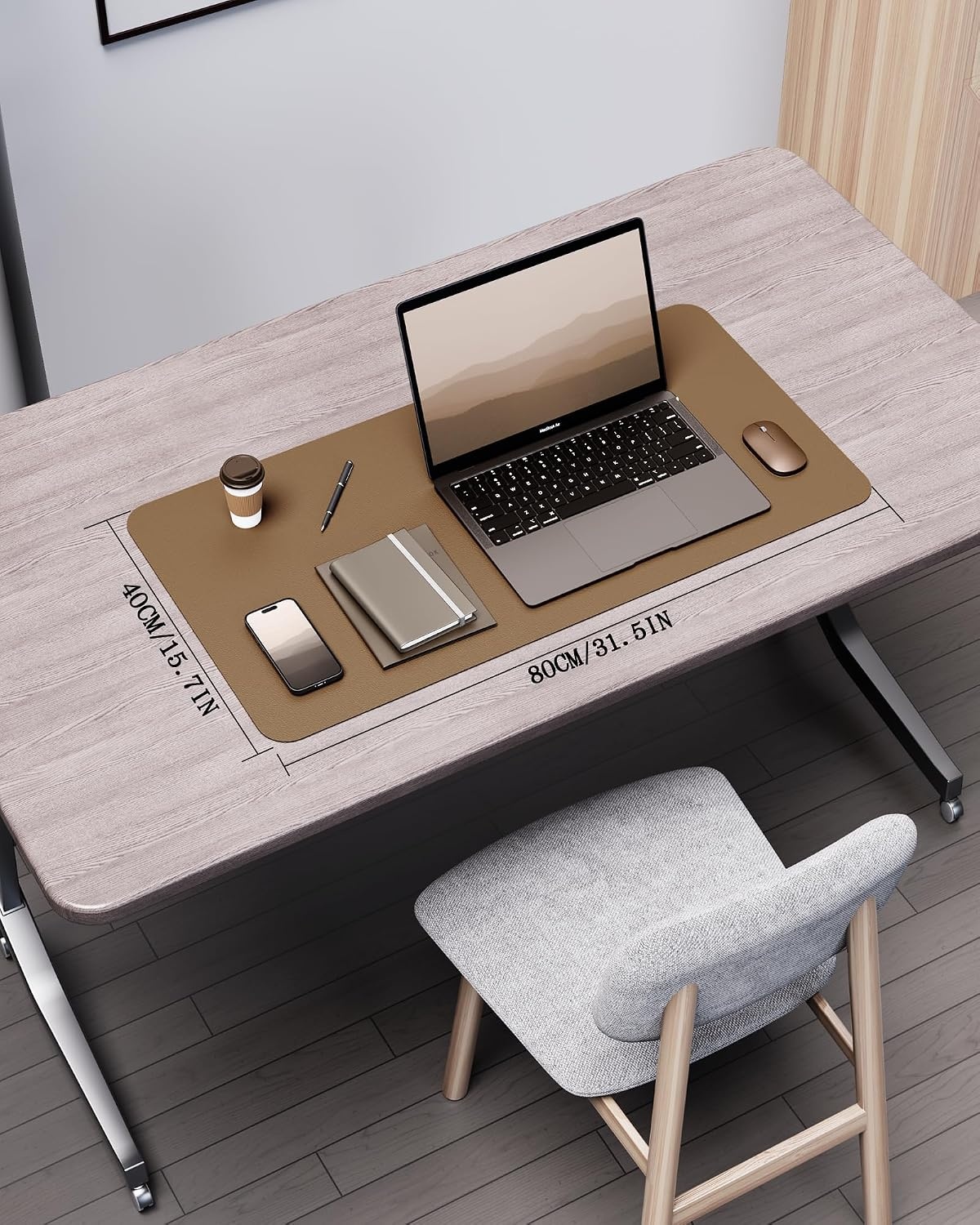 image:imageYSAGi DoubleSided Cork PU Leather Waterproof Desk Pad Protector for OfficeKhakicork
