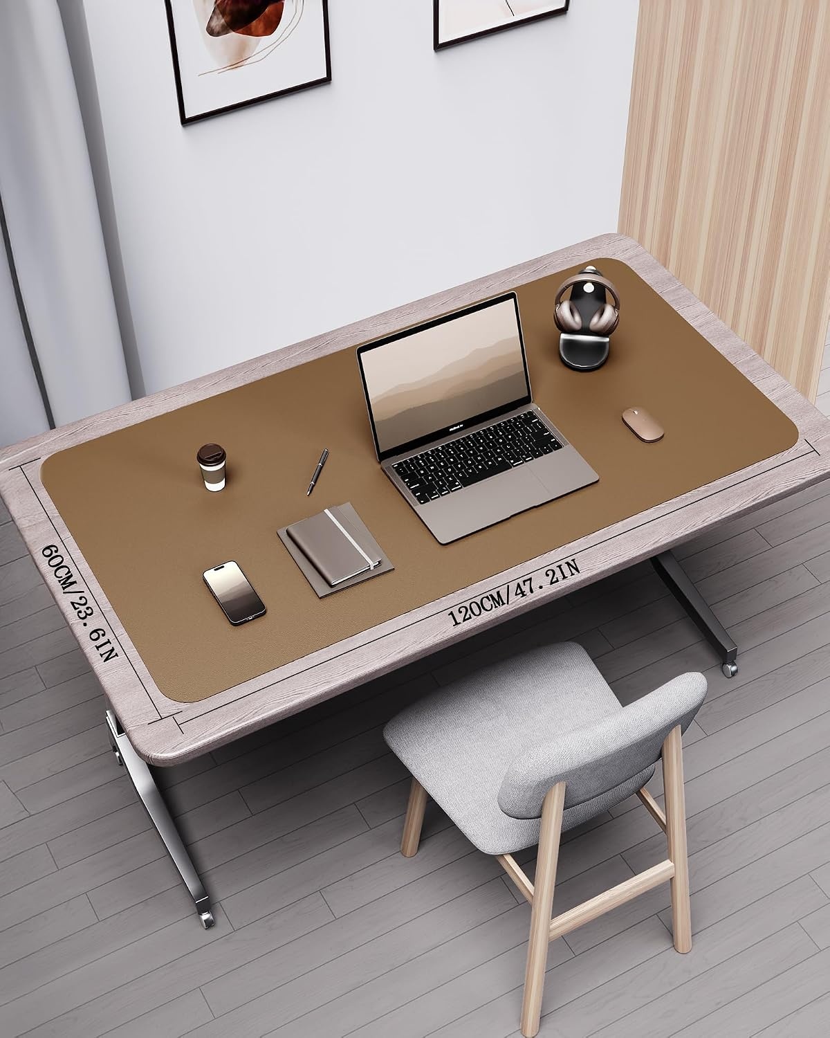 image:imageYSAGi DoubleSided Cork PU Leather Waterproof Desk Pad Protector for OfficeKhakicork