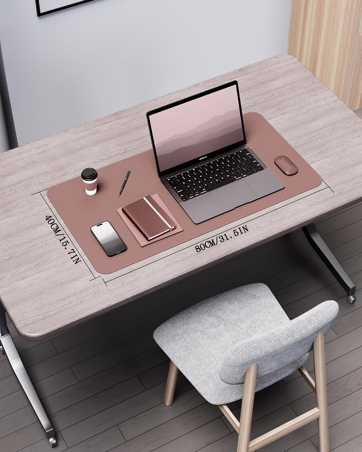 image:imageYSAGi DoubleSided Cork PU Leather Waterproof Desk Pad Protector for OfficePale MauveCork