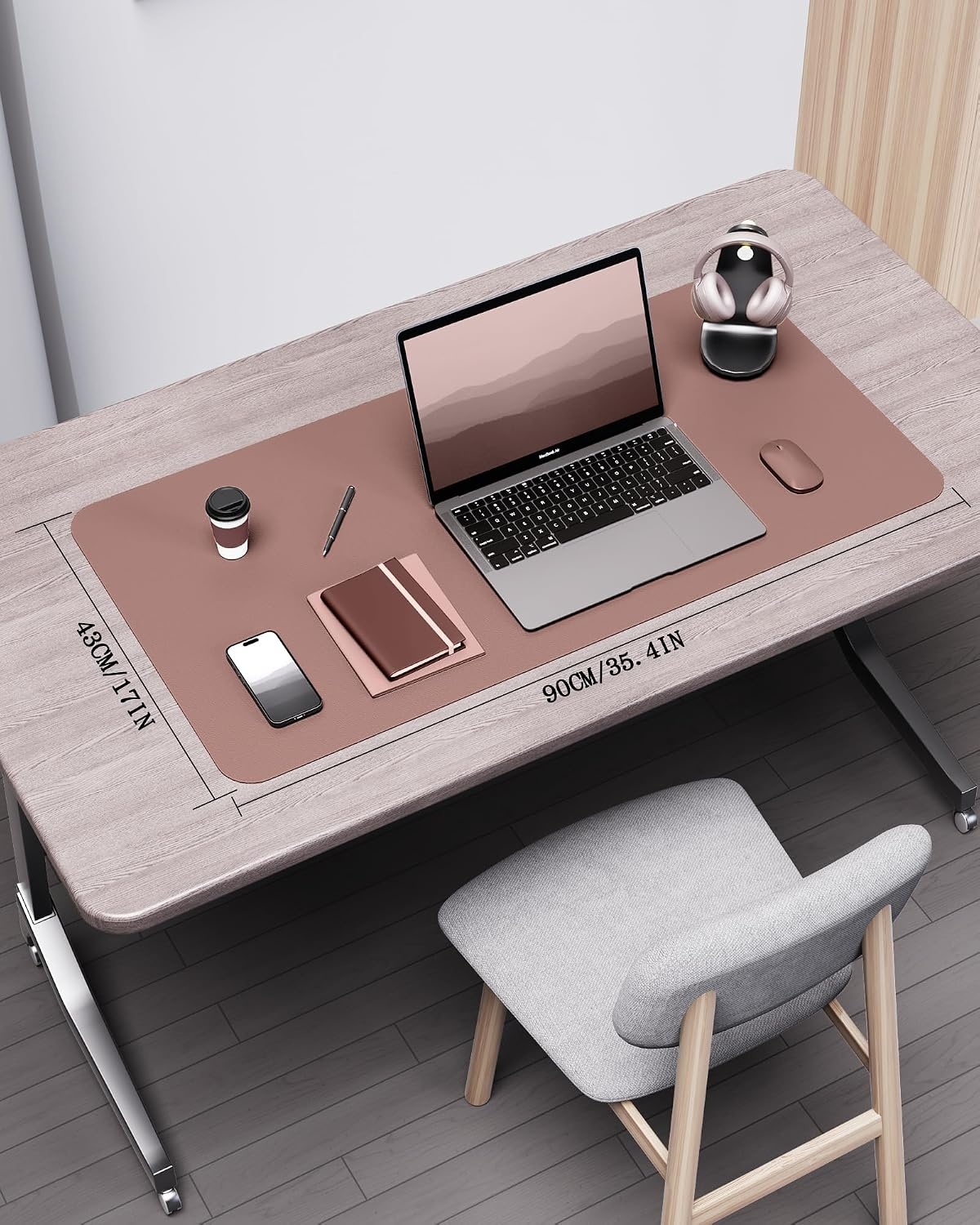 image:imageYSAGi DoubleSided Cork PU Leather Waterproof Desk Pad Protector for OfficePale MauveCork