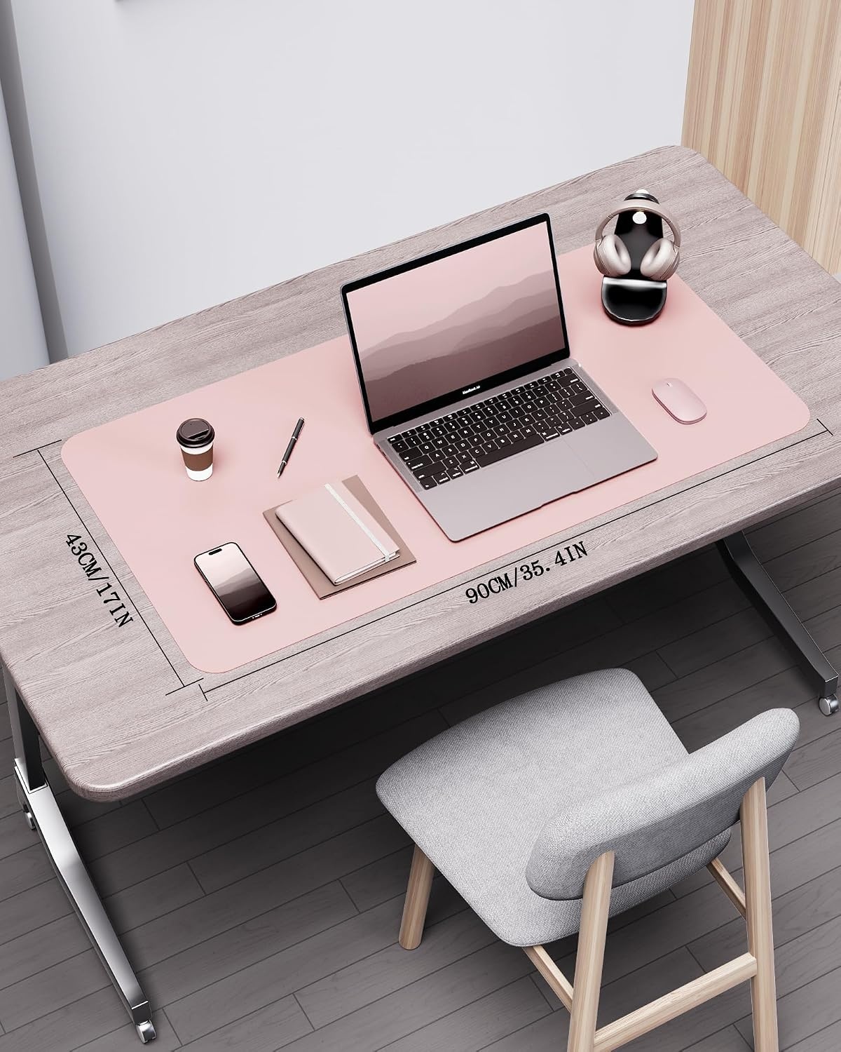 image:imageYSAGi DoubleSided Cork PU Leather Waterproof Desk Pad Protector for OfficePinkcork