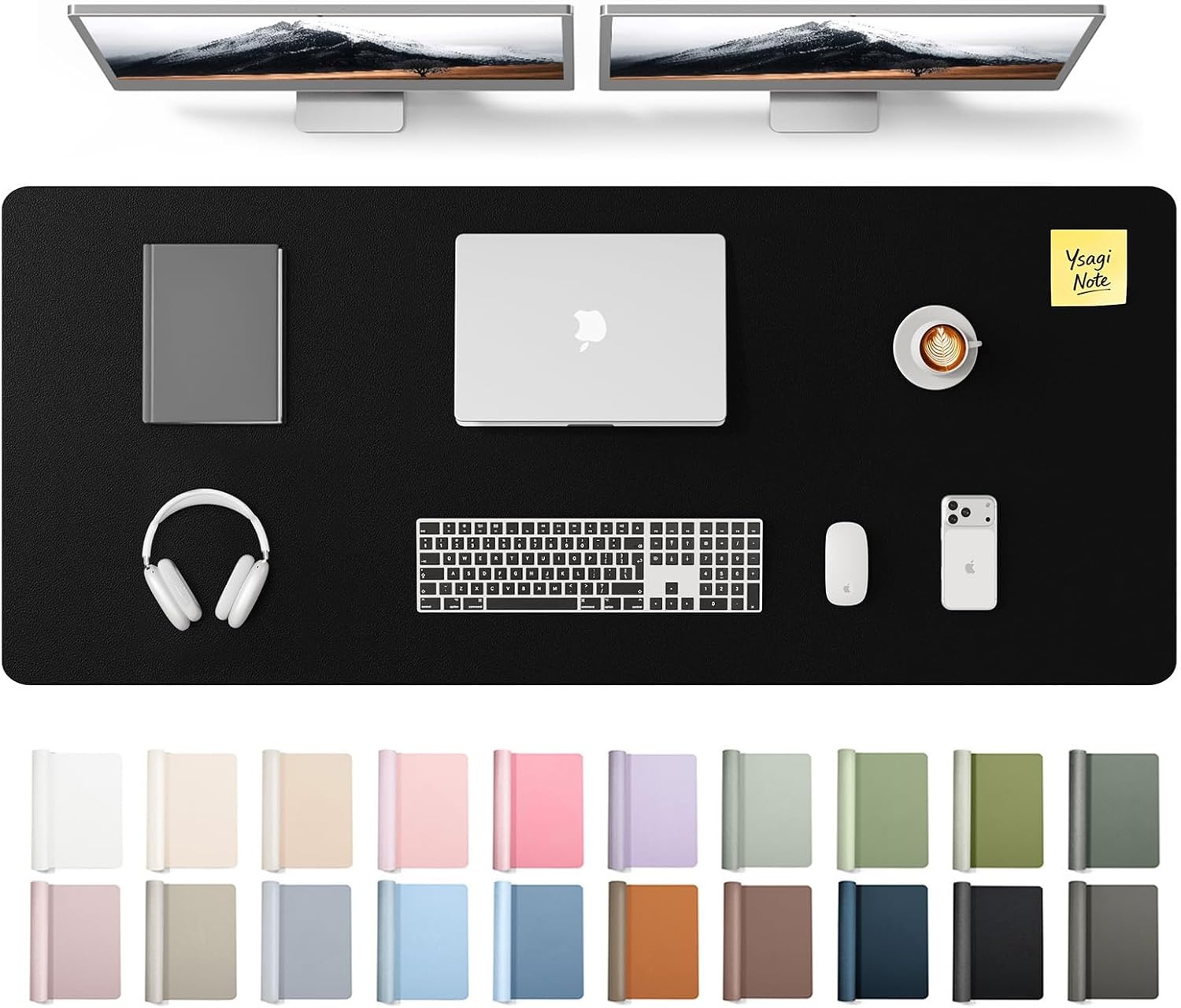 image:imageYSAGi Leather Office Desk Pad Protector Large Mouse Pad NonSlip PU Leather Laptop Desk Blotter Waterproof Writing Pad for Office and Home Black 236 x 138Black
