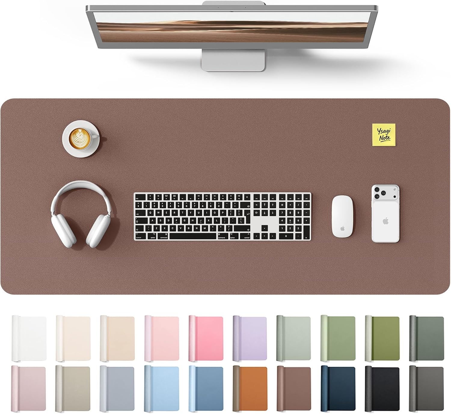 image:imageYSAGi Leather Office Desk Pad Protector Large Mouse Pad NonSlip PU Leather Laptop Desk Blotter Waterproof Writing Pad for Office and Home Black 236 x 138Chocolate