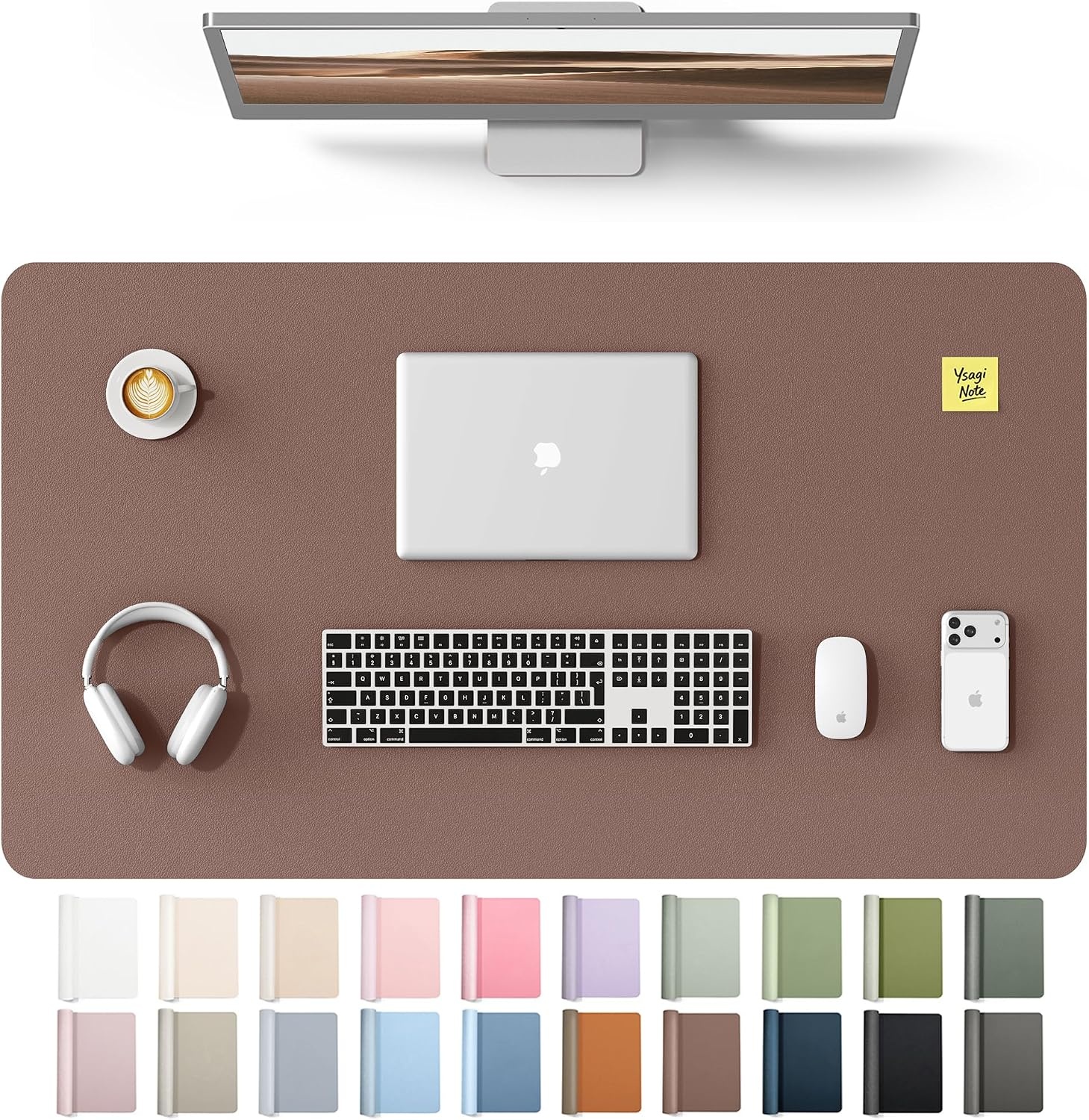 image:imageYSAGi Leather Office Desk Pad Protector Large Mouse Pad NonSlip PU Leather Laptop Desk Blotter Waterproof Writing Pad for Office and Home Black 236 x 138Chocolate