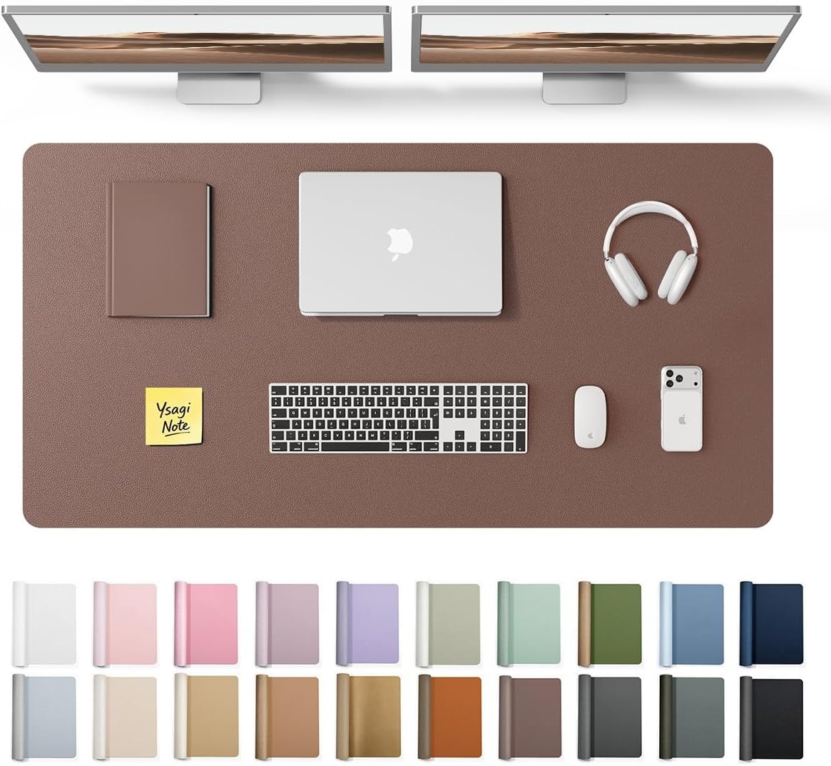 image:imageYSAGi Leather Office Desk Pad Protector Large Mouse Pad NonSlip PU Leather Laptop Desk Blotter Waterproof Writing Pad for Office and Home Black 236 x 138Chocolate