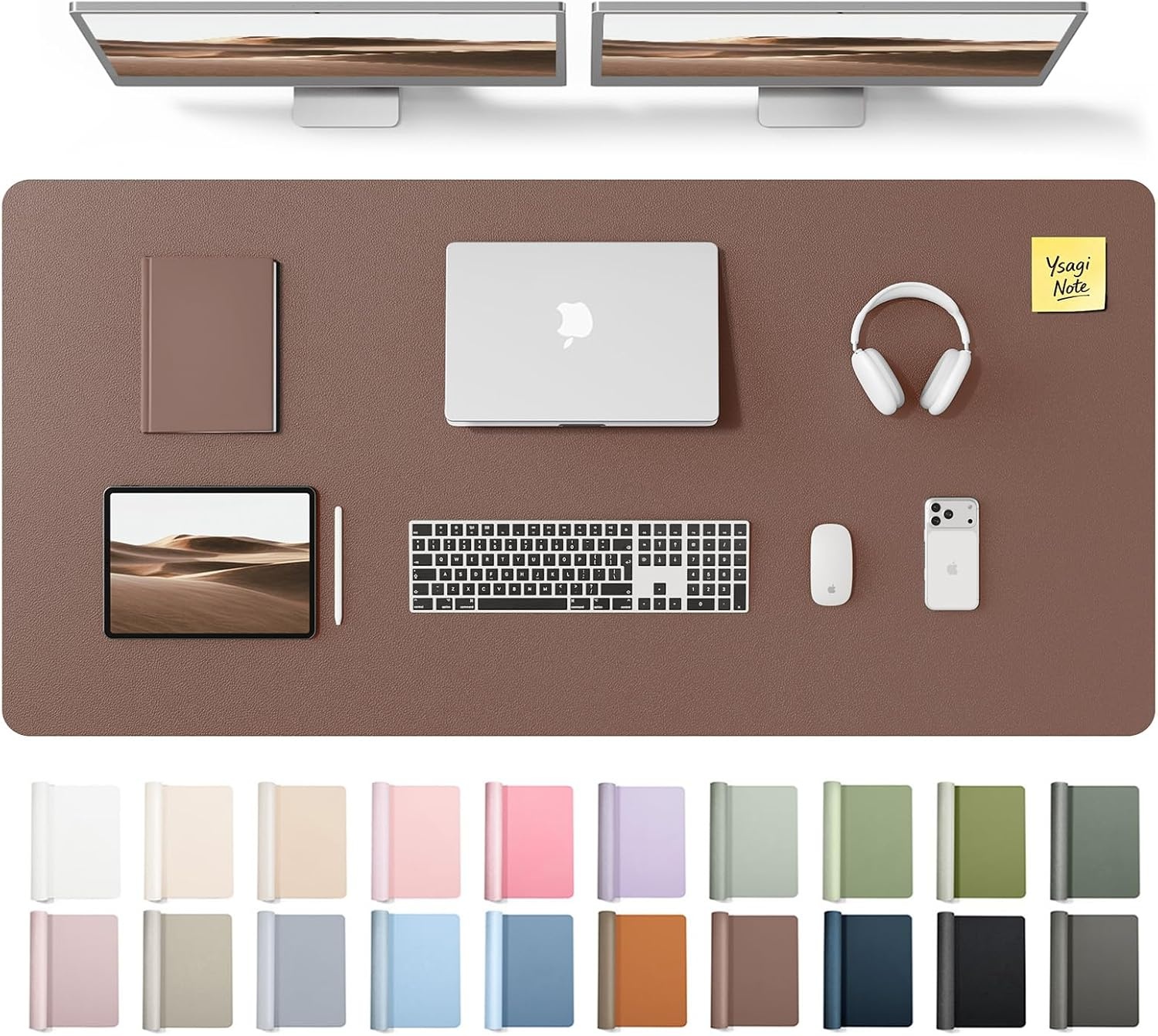 image:imageYSAGi Leather Office Desk Pad Protector Large Mouse Pad NonSlip PU Leather Laptop Desk Blotter Waterproof Writing Pad for Office and Home Black 236 x 138Chocolate
