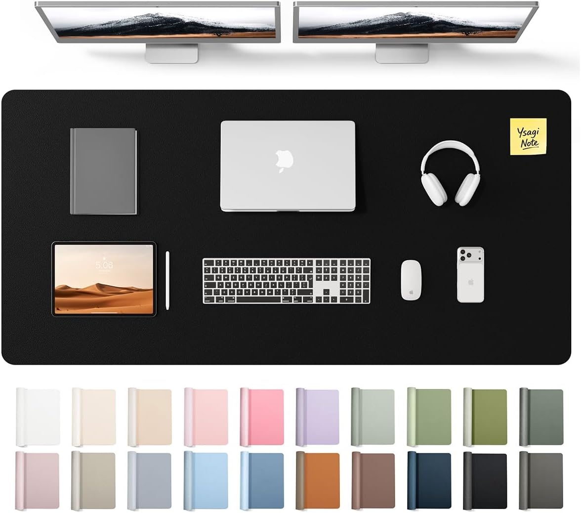 image:imageYSAGi Leather Office Desk Pad Protector Large Mouse Pad NonSlip PU Leather Laptop Desk Blotter Waterproof Writing Pad for Office and Home Black 236 x 138Black