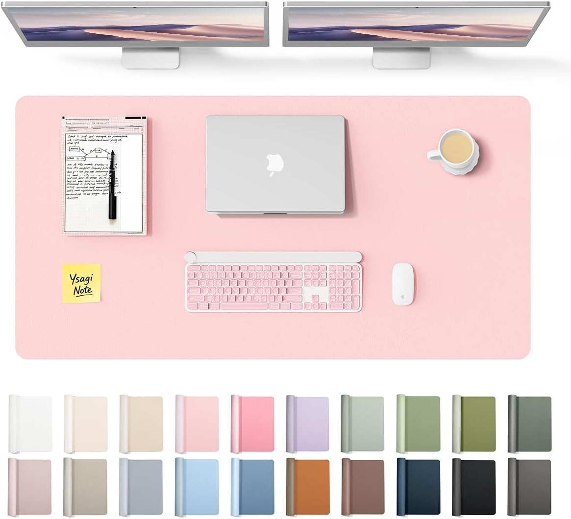 image:imageYSAGi Leather Office Desk Pad Protector Large Mouse Pad NonSlip PU Leather Laptop Desk Blotter Waterproof Writing Pad for Office and Home Black 236 x 138Light Pink
