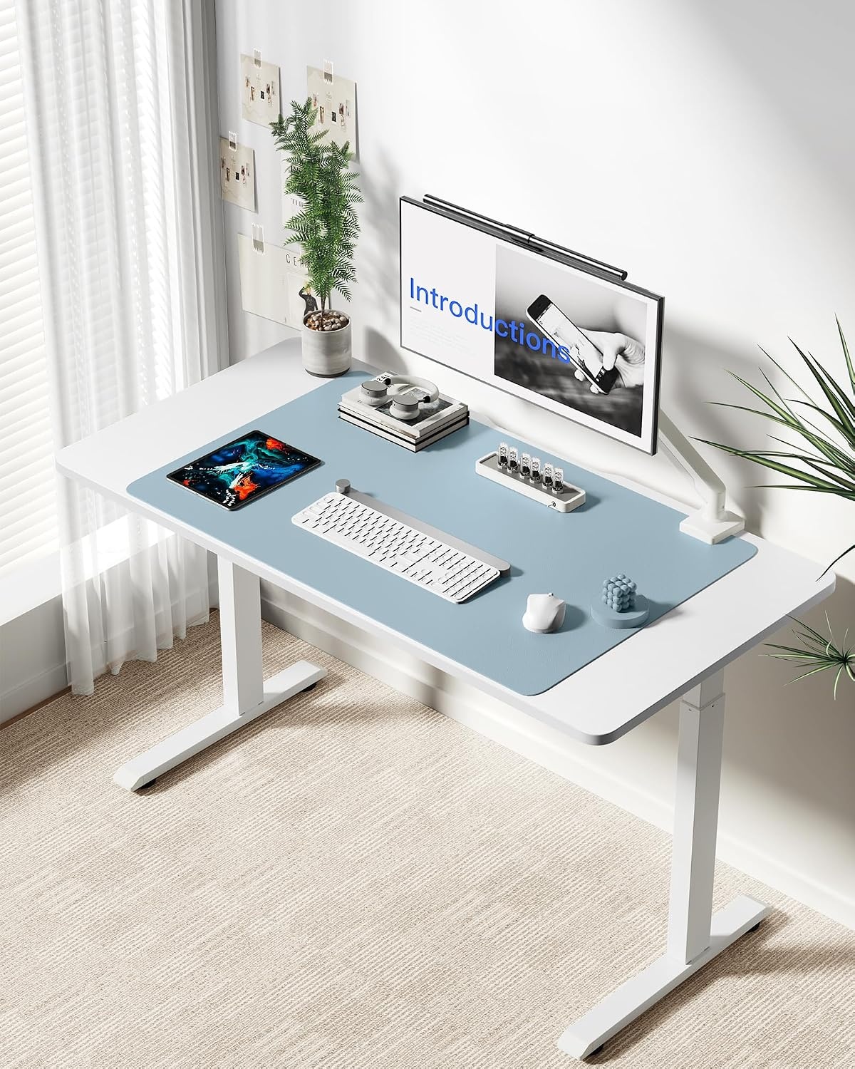 image:imageYSAGi Leather Office Desk Pad Protector Large Mouse Pad NonSlip PU Leather Laptop Desk Blotter Waterproof Writing Pad for Office and Home Black 236 x 138Ice Blue