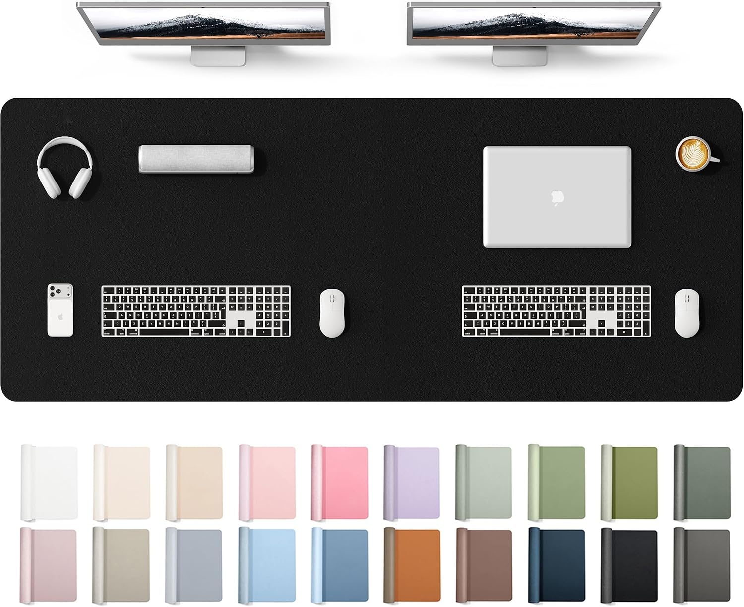 image:imageYSAGi Leather Office Desk Pad Protector Large Mouse Pad NonSlip PU Leather Laptop Desk Blotter Waterproof Writing Pad for Office and Home Black 236 x 138Black