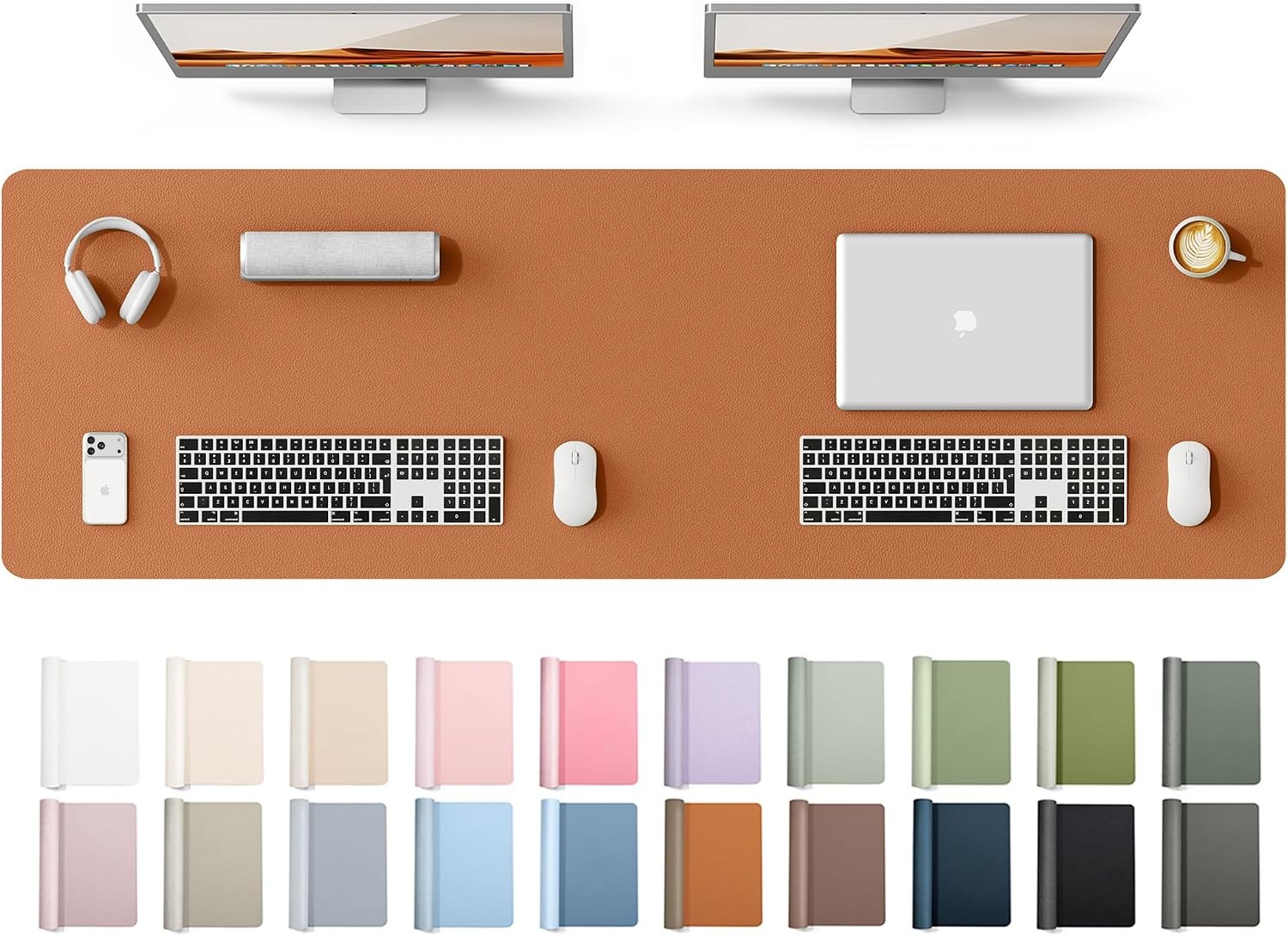 image:imageYSAGi Leather Office Desk Pad Protector Large Mouse Pad NonSlip PU Leather Laptop Desk Blotter Waterproof Writing Pad for Office and Home Black 236 x 138Brown