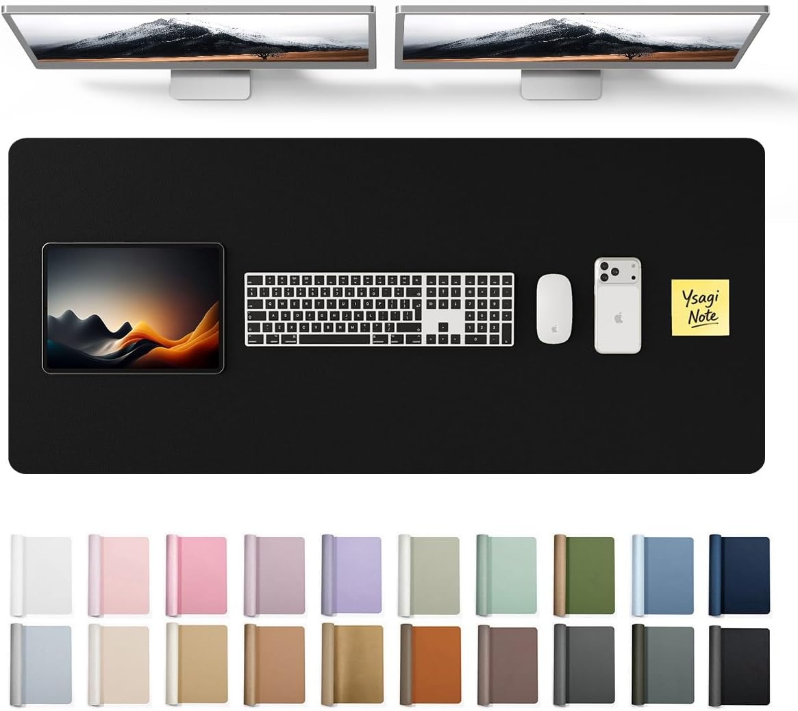 image:imageYSAGi Leather Office Desk Pad Protector Large Mouse Pad NonSlip PU Leather Laptop Desk Blotter Waterproof Writing Pad for Office and Home Black 236 x 138Black