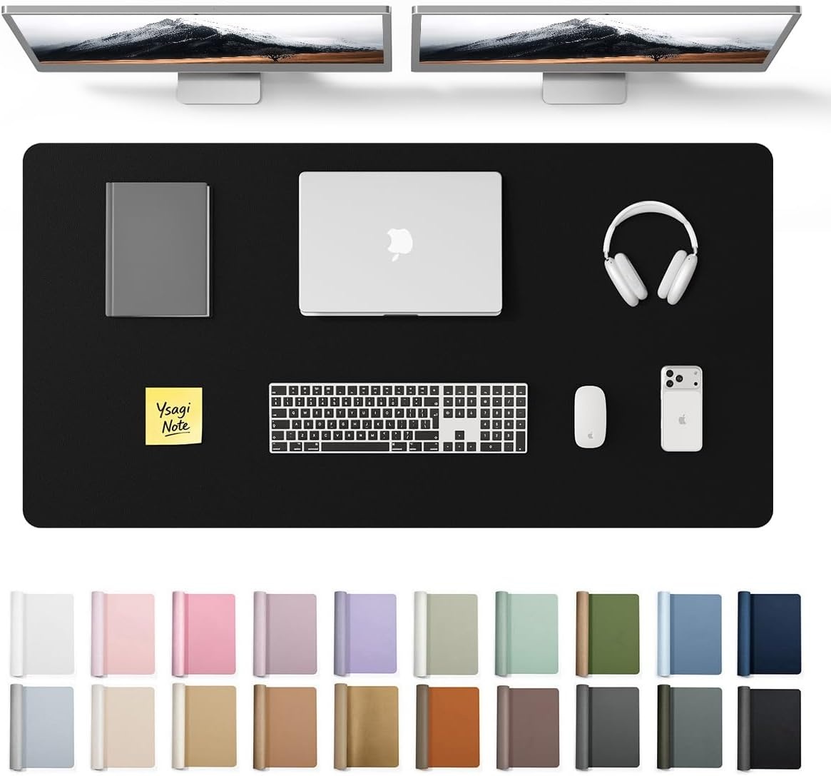 image:imageYSAGi Leather Office Desk Pad Protector Large Mouse Pad NonSlip PU Leather Laptop Desk Blotter Waterproof Writing Pad for Office and Home Black 236 x 138Black