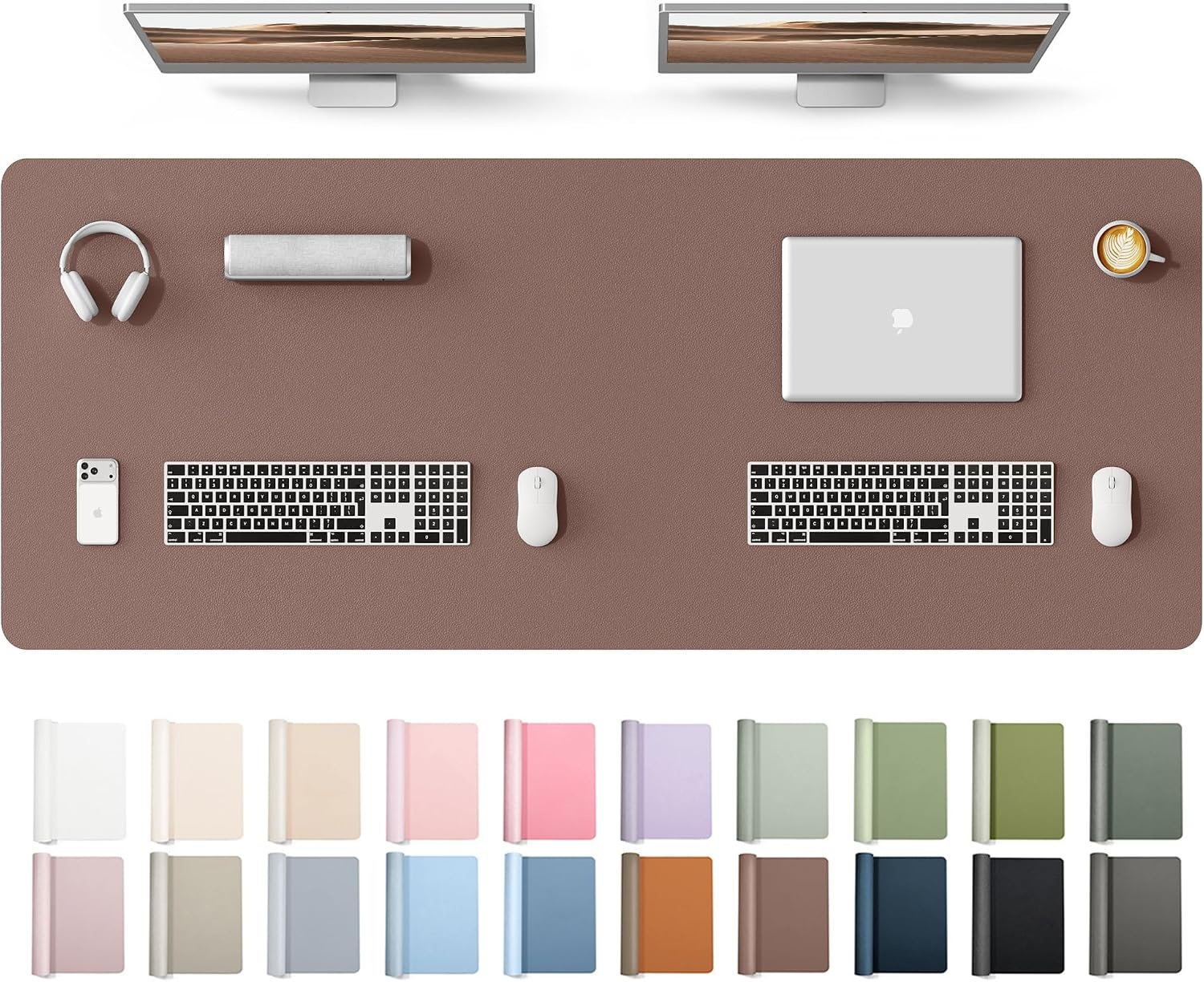 image:imageYSAGi Leather Office Desk Pad Protector Large Mouse Pad NonSlip PU Leather Laptop Desk Blotter Waterproof Writing Pad for Office and Home Black 236 x 138Chocolate