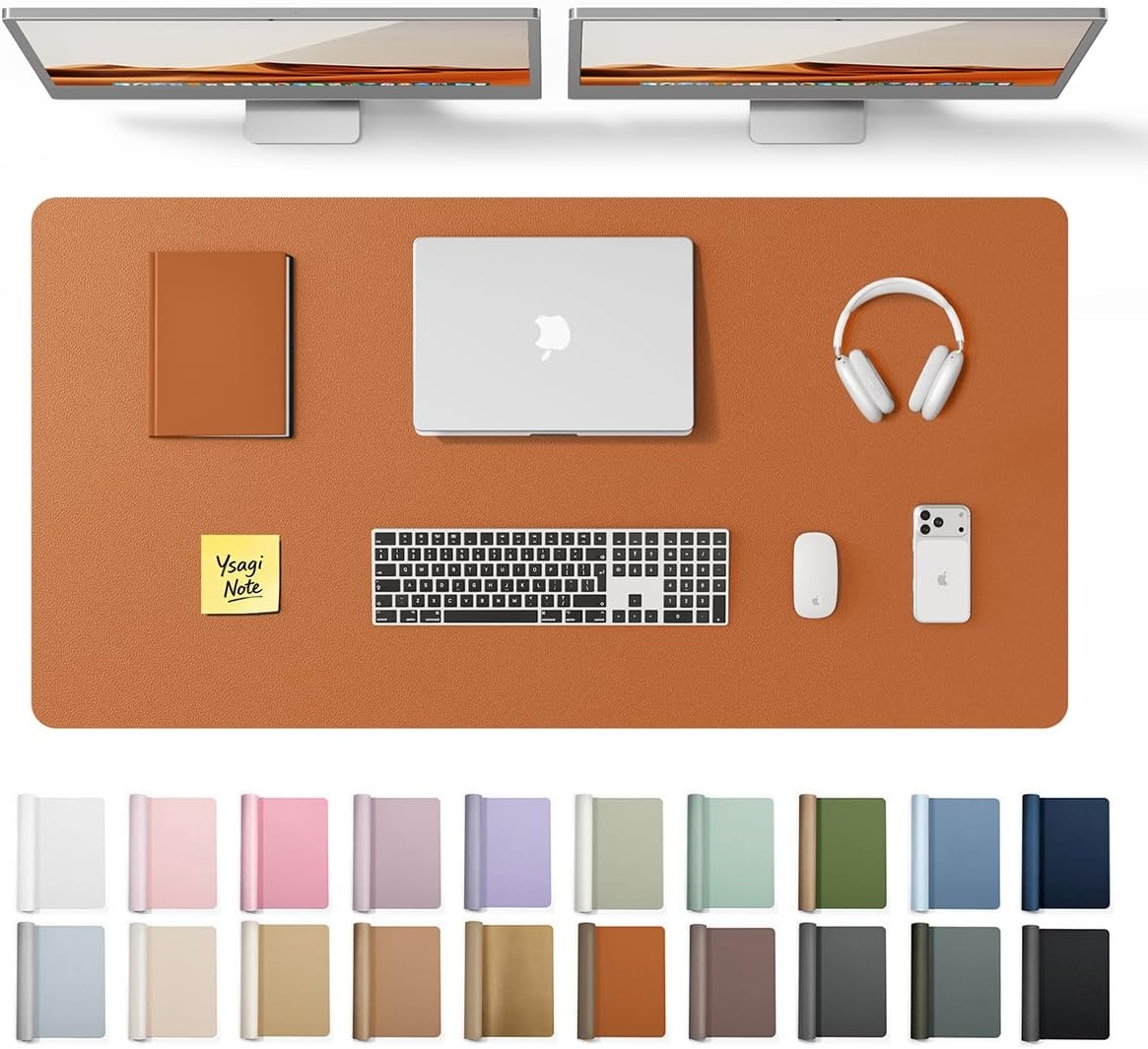 image:imageYSAGi Leather Office Desk Pad Protector Large Mouse Pad NonSlip PU Leather Laptop Desk Blotter Waterproof Writing Pad for Office and Home Black 236 x 138Brown