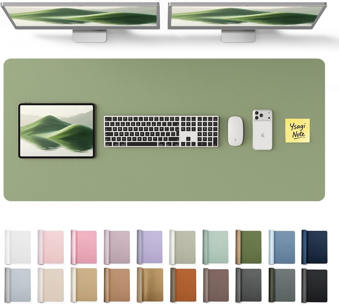 image:imageYSAGi Leather Office Desk Pad Protector Large Mouse Pad NonSlip PU Leather Laptop Desk Blotter Waterproof Writing Pad for Office and Home Black 236 x 138Bamboo Green