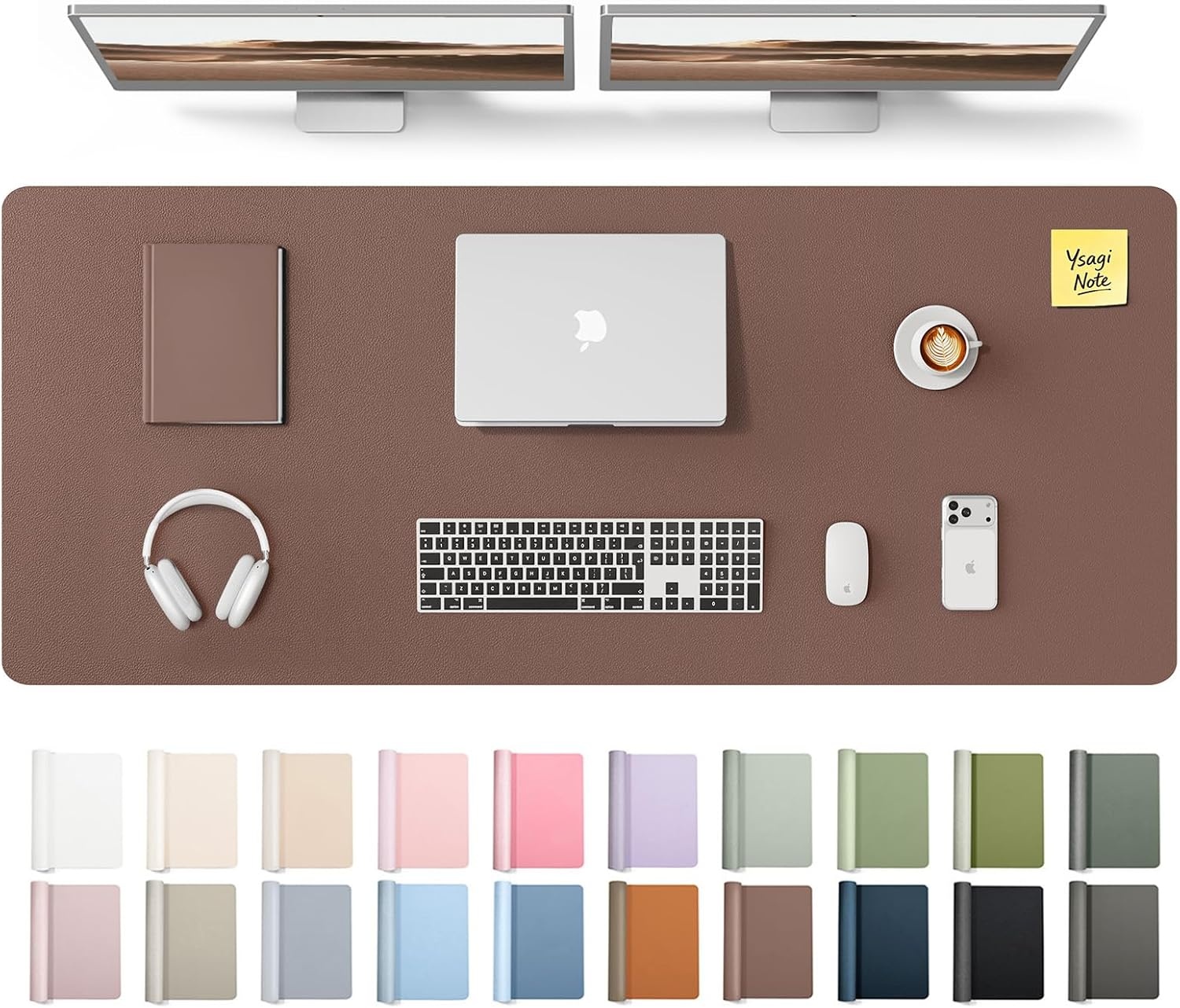 image:imageYSAGi Leather Office Desk Pad Protector Large Mouse Pad NonSlip PU Leather Laptop Desk Blotter Waterproof Writing Pad for Office and Home Black 236 x 138Chocolate