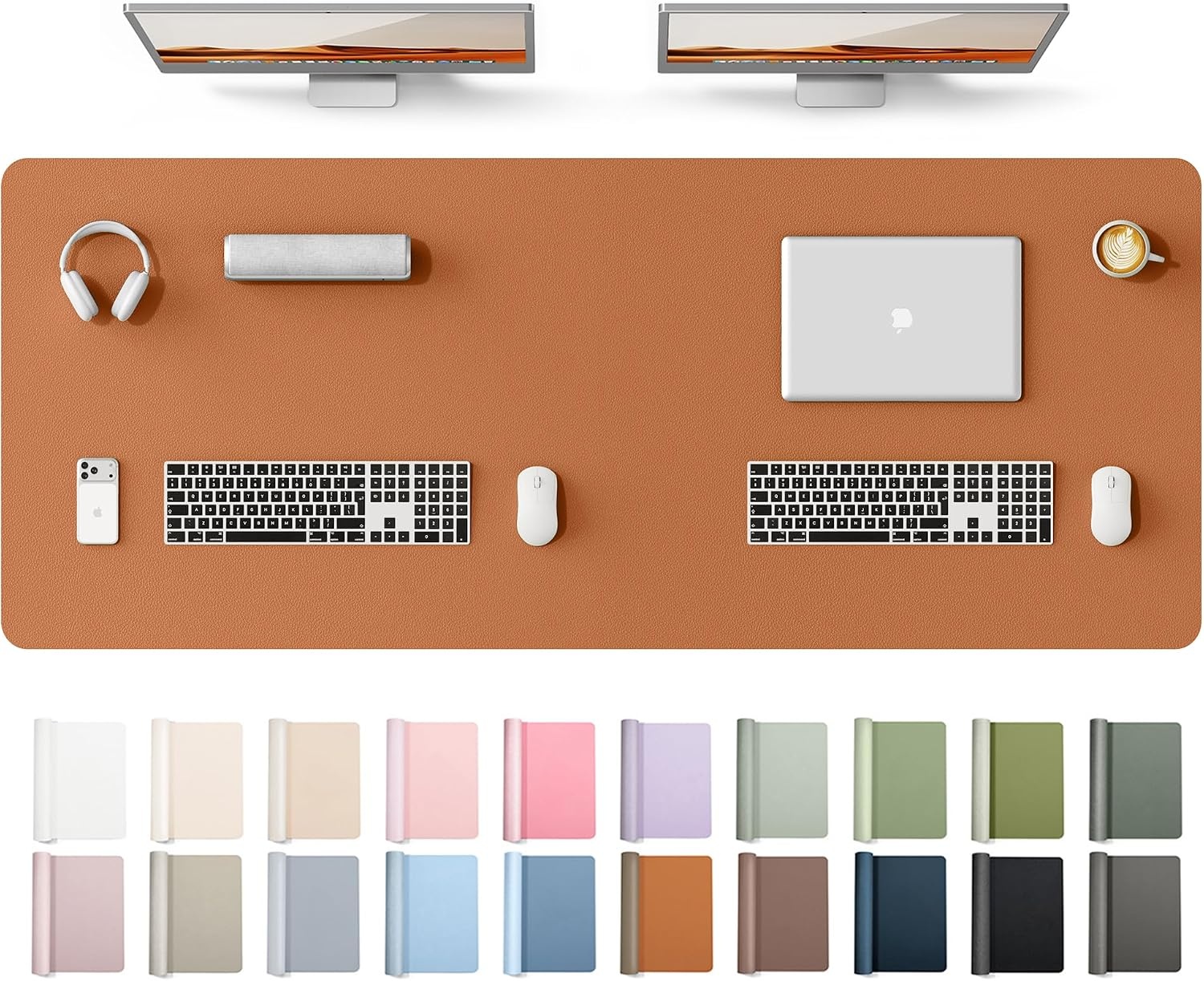 image:imageYSAGi Leather Office Desk Pad Protector Large Mouse Pad NonSlip PU Leather Laptop Desk Blotter Waterproof Writing Pad for Office and Home Black 236 x 138Brown