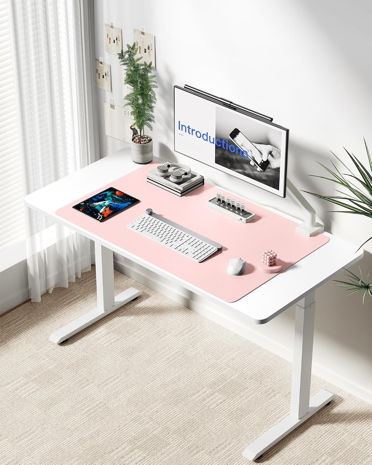 image:imageYSAGi Leather Office Desk Pad Protector Large Mouse Pad NonSlip PU Leather Laptop Desk Blotter Waterproof Writing Pad for Office and Home Black 236 x 138Light Pink