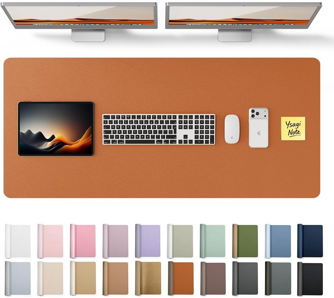 image:imageYSAGi Leather Office Desk Pad Protector Large Mouse Pad NonSlip PU Leather Laptop Desk Blotter Waterproof Writing Pad for Office and Home Black 236 x 138Brown