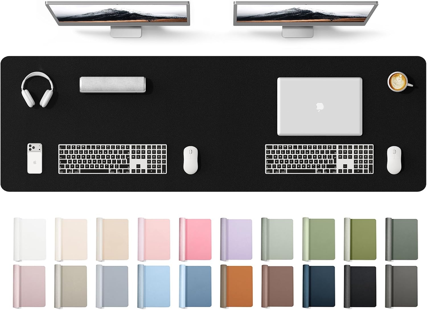 image:imageYSAGi Leather Office Desk Pad Protector Large Mouse Pad NonSlip PU Leather Laptop Desk Blotter Waterproof Writing Pad for Office and Home Black 236 x 138Black