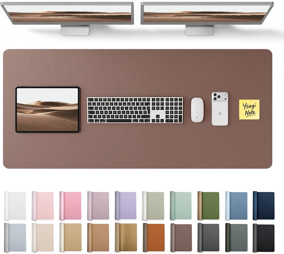 image:imageYSAGi Leather Office Desk Pad Protector Large Mouse Pad NonSlip PU Leather Laptop Desk Blotter Waterproof Writing Pad for Office and Home Black 236 x 138Chocolate