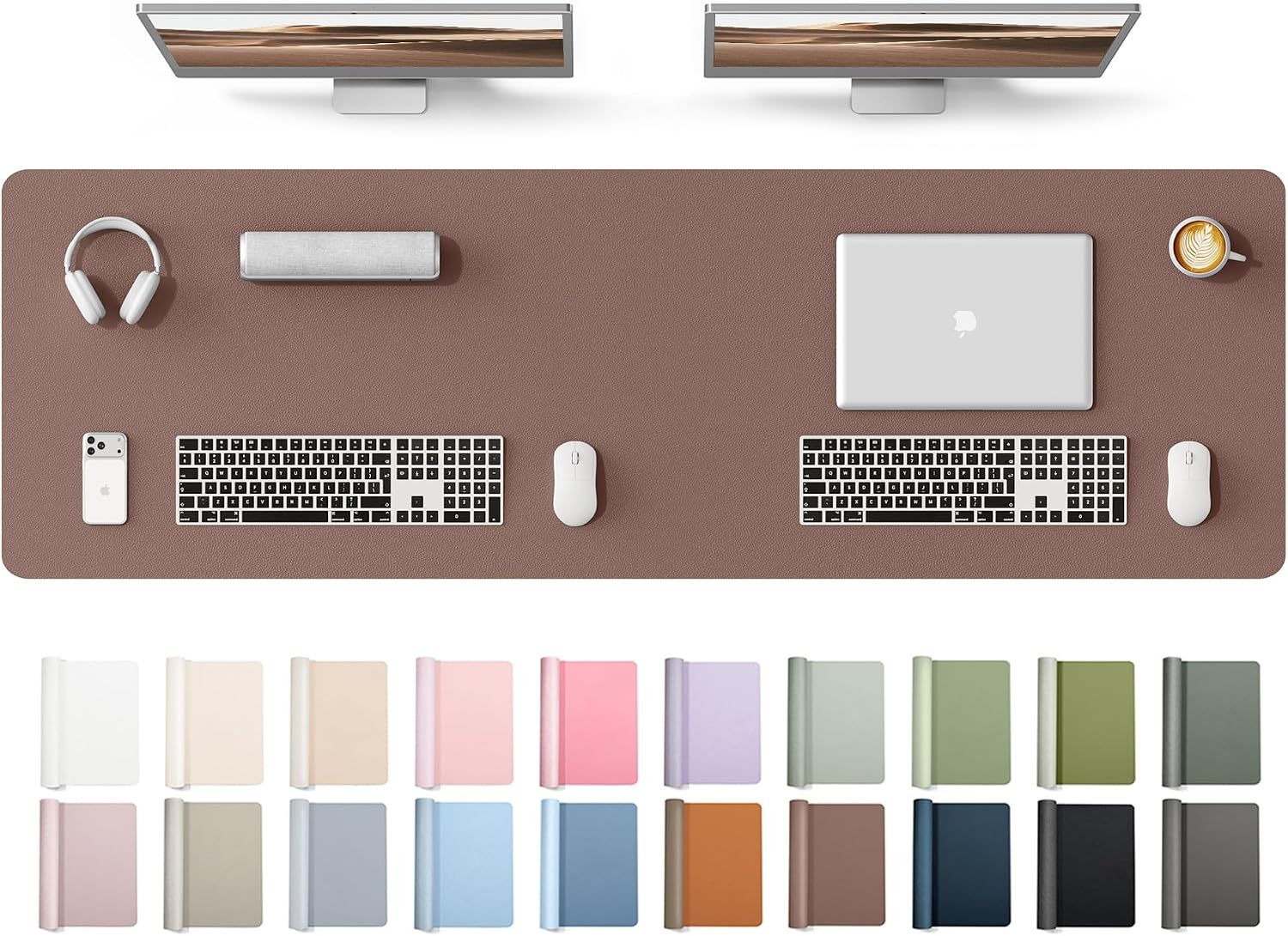 image:imageYSAGi Leather Office Desk Pad Protector Large Mouse Pad NonSlip PU Leather Laptop Desk Blotter Waterproof Writing Pad for Office and Home Black 236 x 138Chocolate