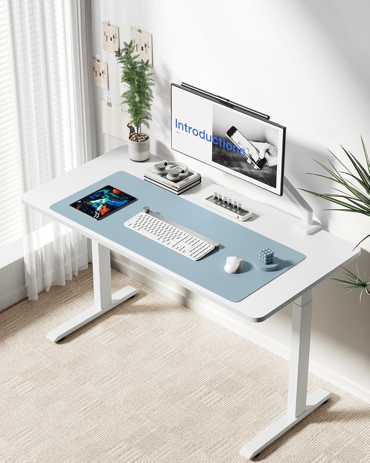 image:imageYSAGi Leather Office Desk Pad Protector Large Mouse Pad NonSlip PU Leather Laptop Desk Blotter Waterproof Writing Pad for Office and Home Black 236 x 138Ice Blue