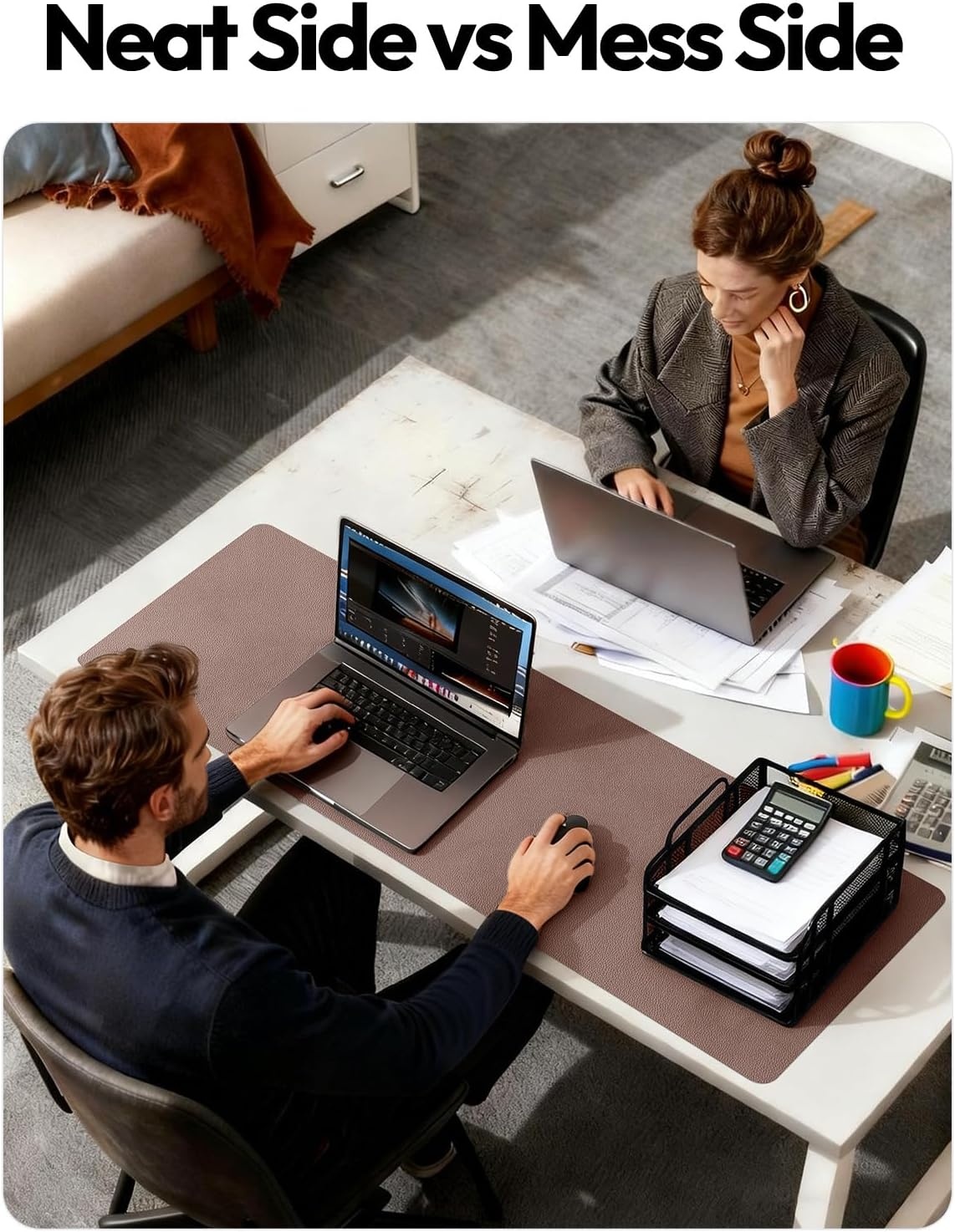image:imageYSAGi Leather Office Desk Pad Protector Large Mouse Pad NonSlip PU Leather Laptop Desk Blotter Waterproof Writing Pad for Office and Home Black 236 x 138Chocolate