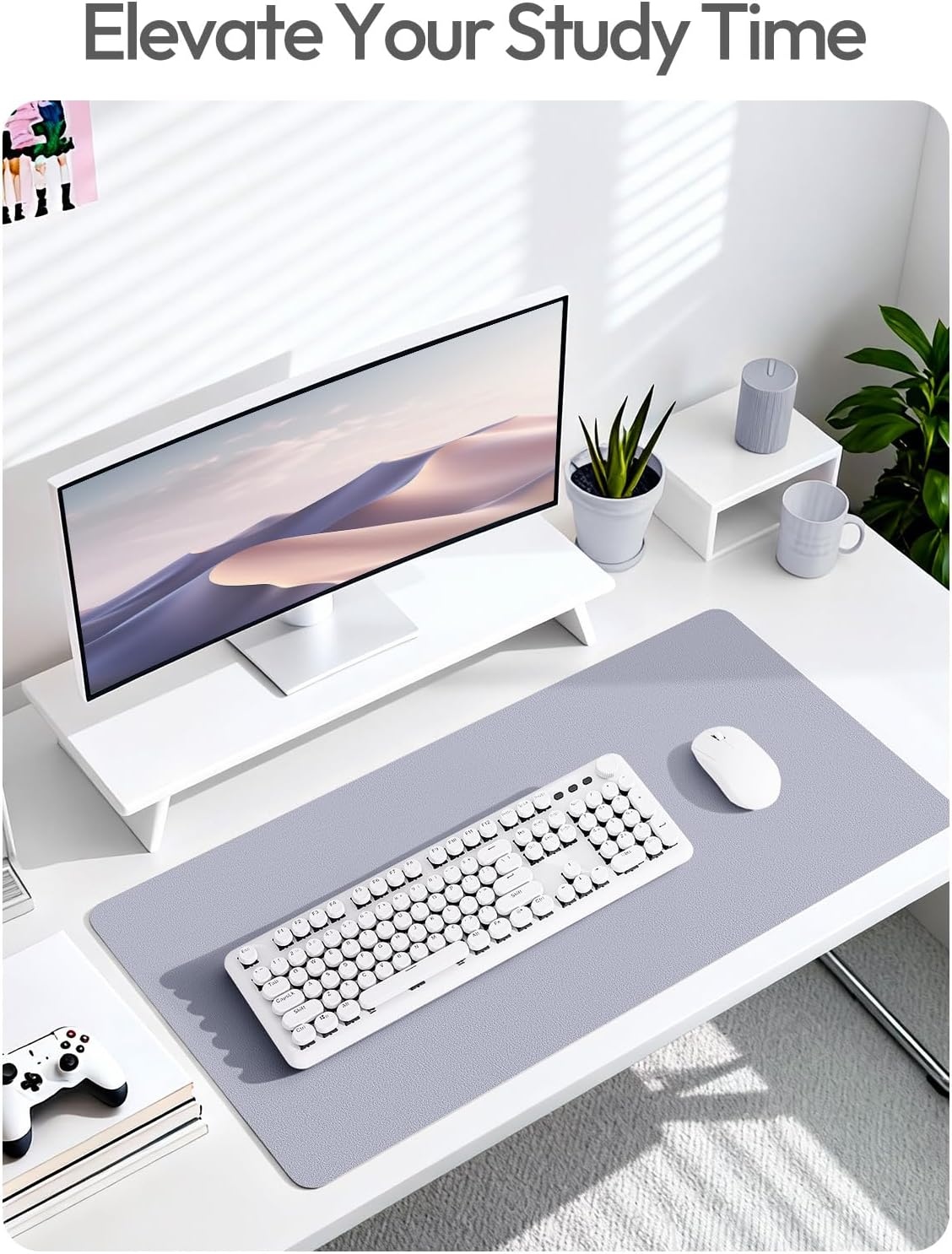 image:imageYSAGi Leather Office Desk Pad Protector Large Mouse Pad NonSlip PU Leather Laptop Desk Blotter Waterproof Writing Pad for Office and Home Black 236 x 138Soft Lavender
