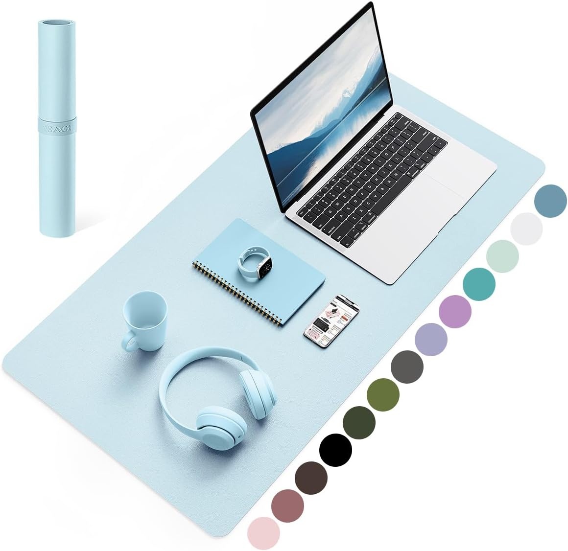image:imageYSAGi NonSlip Leather Desk Pad Waterproof Laptop Computer Desk Keyboard Mat Table Protector Blotter Mat Large Mouse Pad for OfficeWorkHomeDecorPink 236 x 137Sky Blue