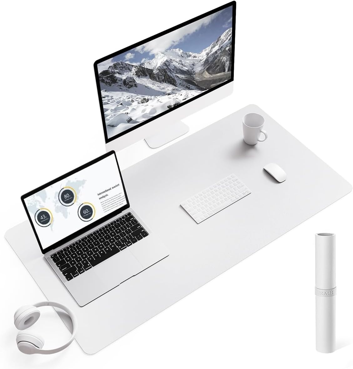 image:imageYSAGi NonSlip Leather Desk Pad Waterproof Laptop Computer Desk Keyboard Mat Table Protector Blotter Mat Large Mouse Pad for OfficeWorkHomeDecorPink 236 x 137White