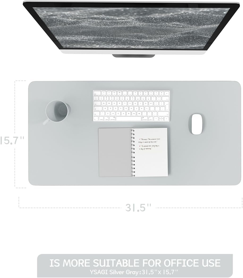 image:imageYSAGi NonSlip Leather Desk Pad Waterproof Laptop Computer Desk Keyboard Mat Table Protector Blotter Mat Large Mouse Pad for OfficeWorkHomeDecorPink 236 x 137Silvergrey