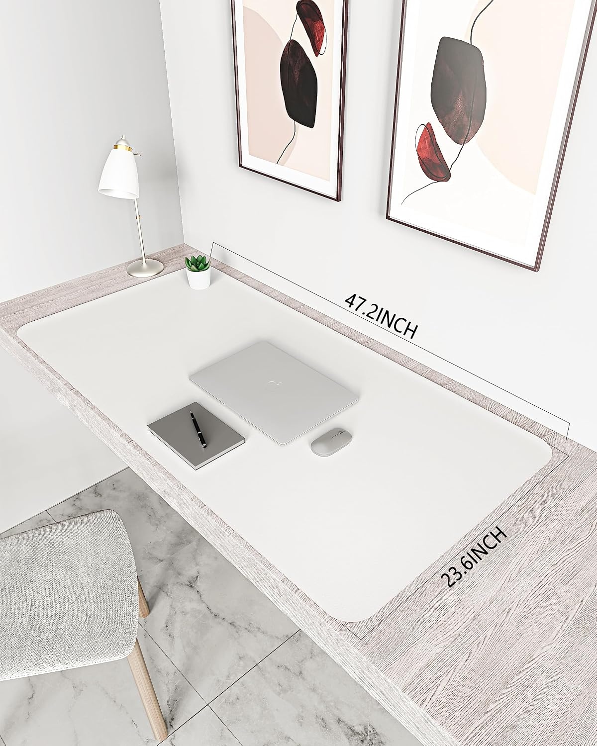 image:imageYSAGi NonSlip Leather Desk Pad Waterproof Laptop Computer Desk Keyboard Mat Table Protector Blotter Mat Large Mouse Pad for OfficeWorkHomeDecorPink 236 x 137White