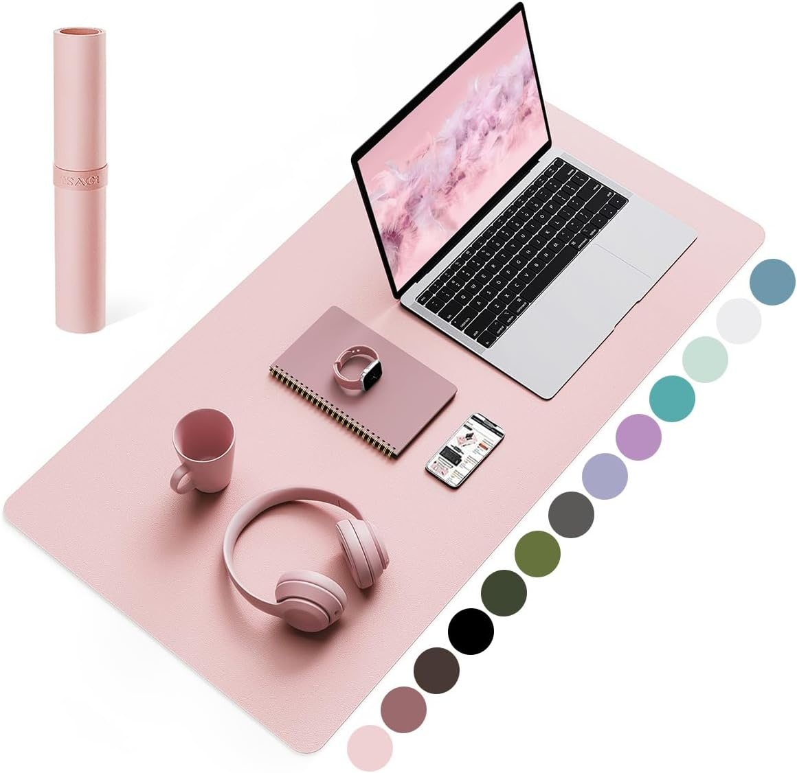 image:imageYSAGi NonSlip Leather Desk Pad Waterproof Laptop Computer Desk Keyboard Mat Table Protector Blotter Mat Large Mouse Pad for OfficeWorkHomeDecorPink 236 x 137Pink
