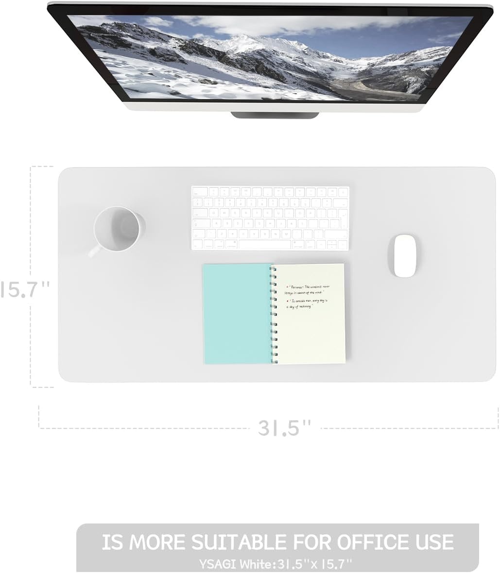 image:imageYSAGi NonSlip Leather Desk Pad Waterproof Laptop Computer Desk Keyboard Mat Table Protector Blotter Mat Large Mouse Pad for OfficeWorkHomeDecorPink 236 x 137White