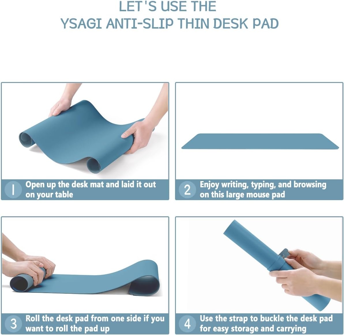 image:imageYSAGi NonSlip Leather Desk Pad Waterproof Laptop Computer Desk Keyboard Mat Table Protector Blotter Mat Large Mouse Pad for OfficeWorkHomeDecorPink 236 x 137Blue